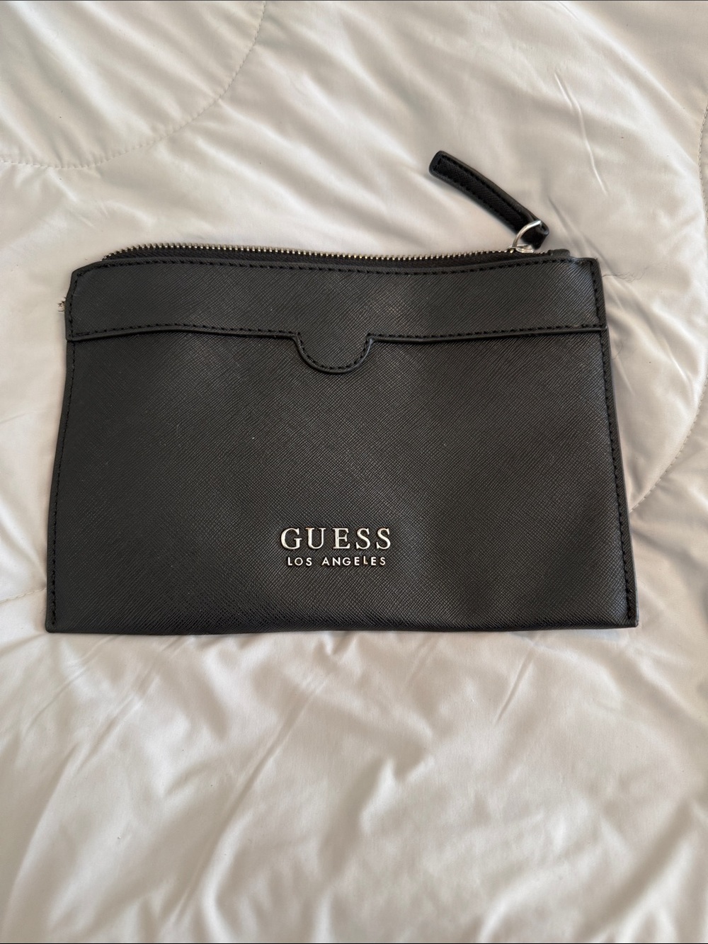 GUESS Los Angeles Black Saffiano Zip Pouch